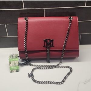 NWT Badgley Mischka Red Crossbody Bag with Chain Strap